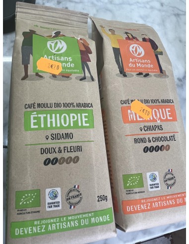Café moulu bio 100% ethiopie Arabica Doux et Fleuri