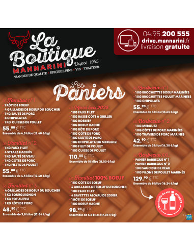 Panier BBQ Famillial XXL 8kg + 1 bouteille de vin Offerte !